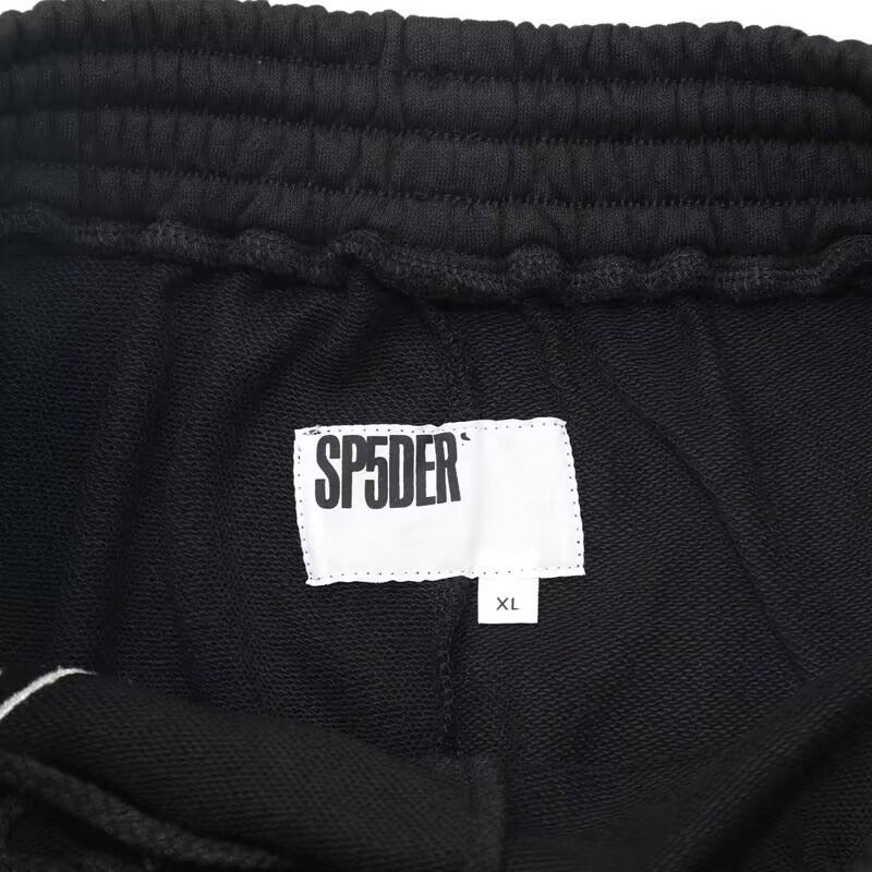 Sp5der Worldwide Rhinestone Logo Shorts Black