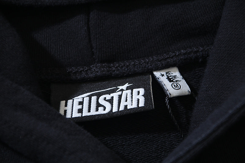 Hellstar Uniform Hoodie Black HSR062 Vintage Washed Fleece Sweatshirt