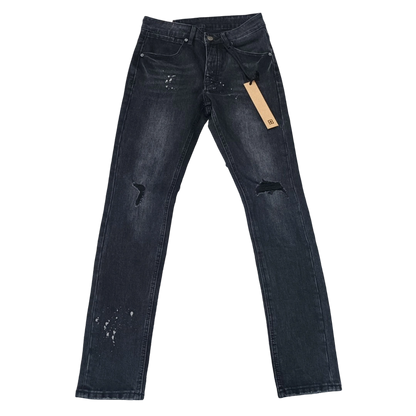 Ksubi Van Winkle Men's Washed Black Distressed Paint Splatter Jeans