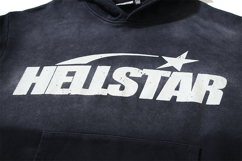 Hellstar Uniform Hoodie Black HSR062 Vintage Washed Fleece Sweatshirt