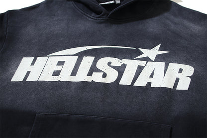 Hellstar Uniform Hoodie Black HSR062 Vintage Washed Fleece Sweatshirt