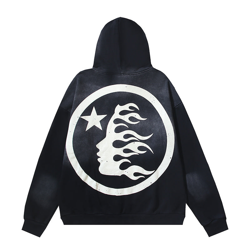 Hellstar Uniform Hoodie Black HSR062 Vintage Washed Fleece Sweatshirt
