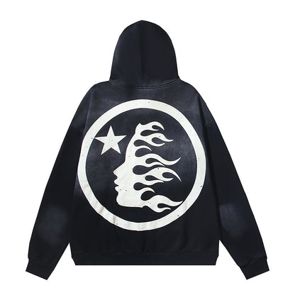 Hellstar Uniform Hoodie Black HSR062 Vintage Washed Fleece Sweatshirt