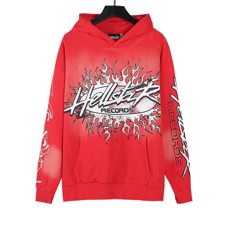 HELLSTAR- Studios Records Hoodie Washed Red