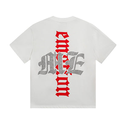 Mixed Emotion Vintage Rhinestone Letter Print T-Shirt Octopus Graphic Tee