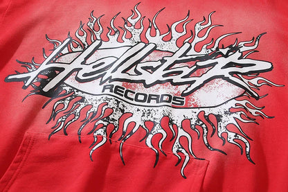 HELLSTAR Studios Records Hoodie Washed Red