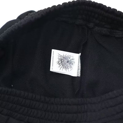Sp5der Worldwide Rhinestone Logo Shorts Black