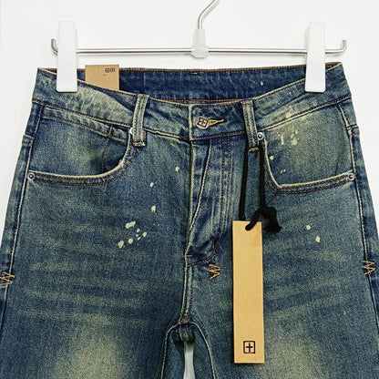 Ksubi Men's Washed Blue Paint Splatter Distressed Jeans