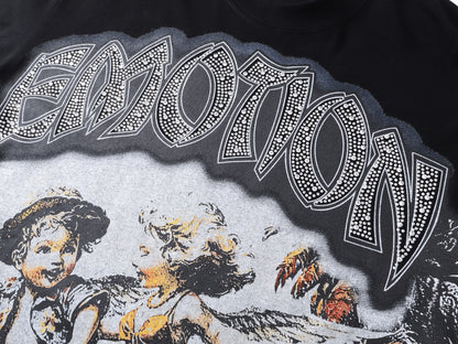 Mixed Emotion Rhinestone Seaside Tee Black