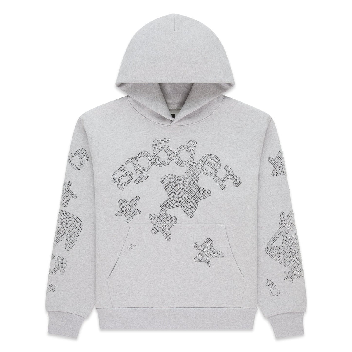 Sp5der Rhinestone Logo Hoodie Heather