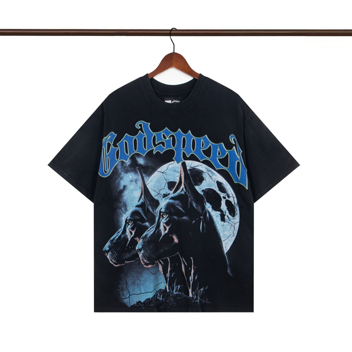 Godspeed Doberman Moon Graphic T-Shirt Black