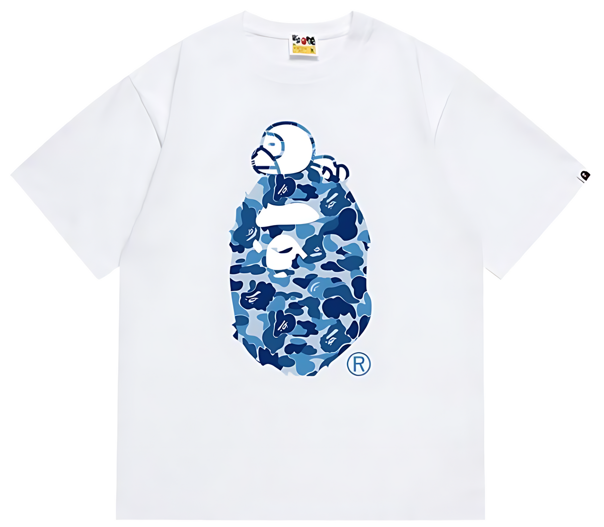 A Bathing Ape Color Camo Milo On Big Ape Tee - Blue Camo