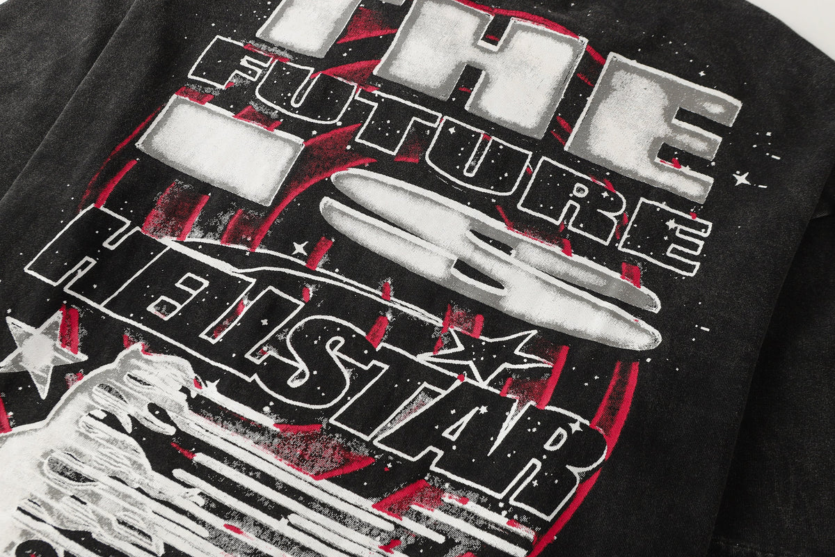 Hellstar The Future Goggles Graphic Print Streetwear Tee Washed Black