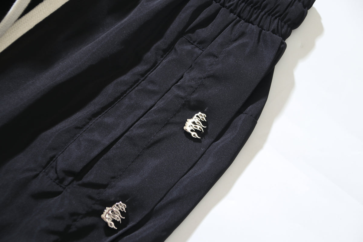 Hellstar Nylon Snap Button Track Pants Black