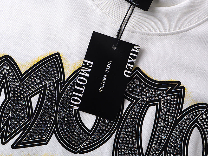 Mixed Emotion 'Arch Angel' Rhinestone Tee - White