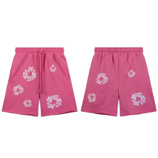 Denim Tears Rhinestone Cotton Wreath Shorts Pink