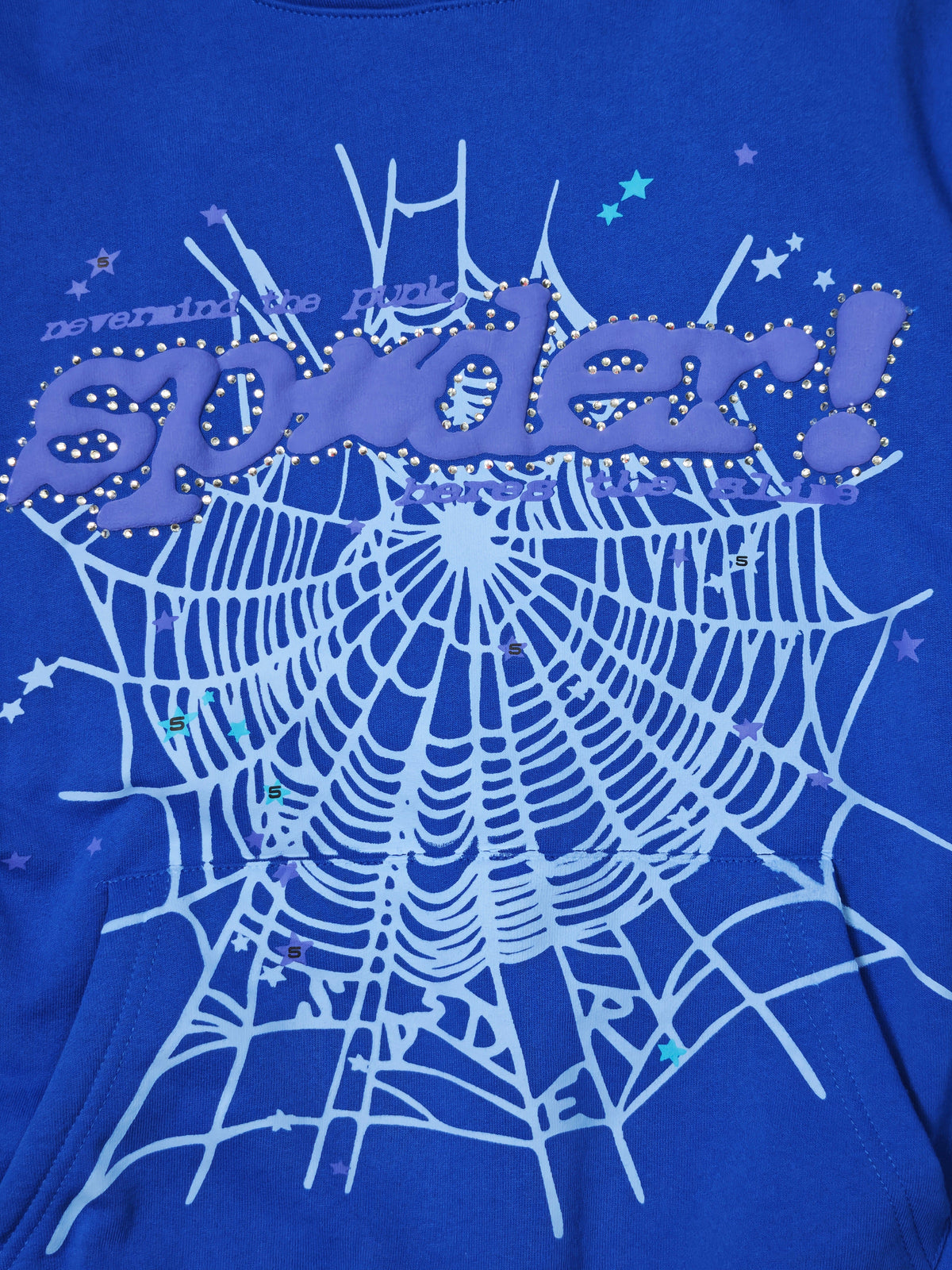 Sp5der Rhinestone Punk V2 Hoodie Royal Blue