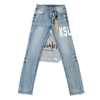 Ksubi Van Winkle Men's Light Blue Print Skinny Fit Jeans